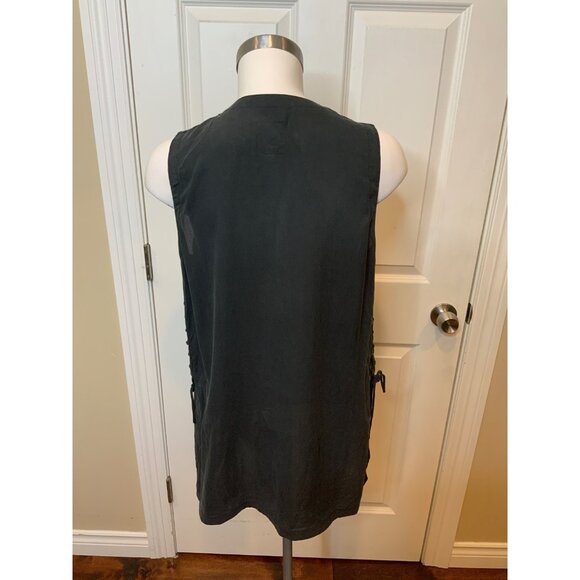 Go Silk Dark Gray 100% Silk Side Lace-Up Vest, Size S - Picture 4 of 5